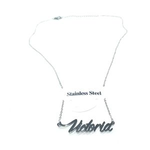 Stainless Steel "Victoria" Nameplate Necklace
